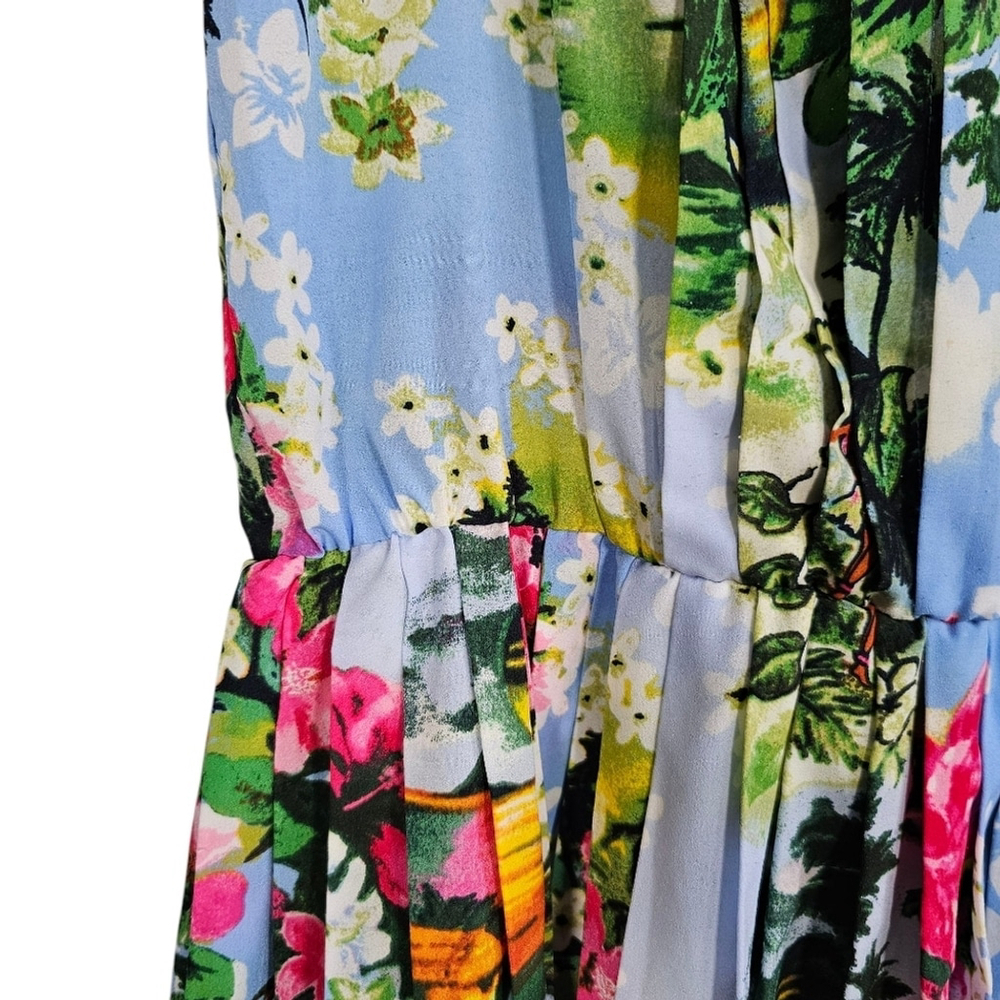 Juicy Couture Paradise Blue Sleeveless Hawaiian Floral Mini Dress Sz 4 - Picture 6 of 14